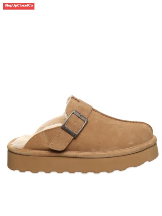 Shoes - BEARPAW Moxie Platform Lo Slipper - Wool Blend Lining, Blown Rubber Outsole,